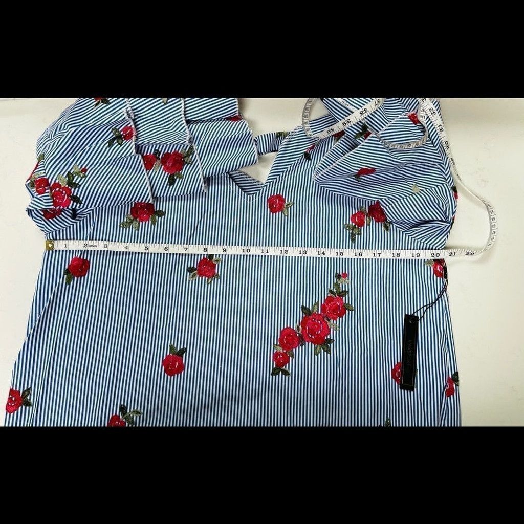 Other MAXSPORT LA Floral embroidered pinstripe dress ruffles M Size M / US 6-8 / IT 42-44 - 10 Thumbnail