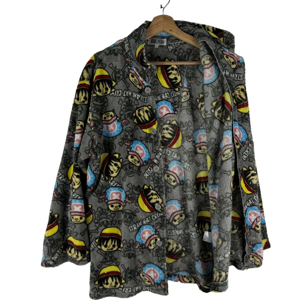 Cartoon Network × Japanese Brand × One Piece 🔥VINTAGE ONE PIECE FLEECE BUTTON JACKET SLEEP Size US L / EU 52-54 / 3 - 9 Thumbnail