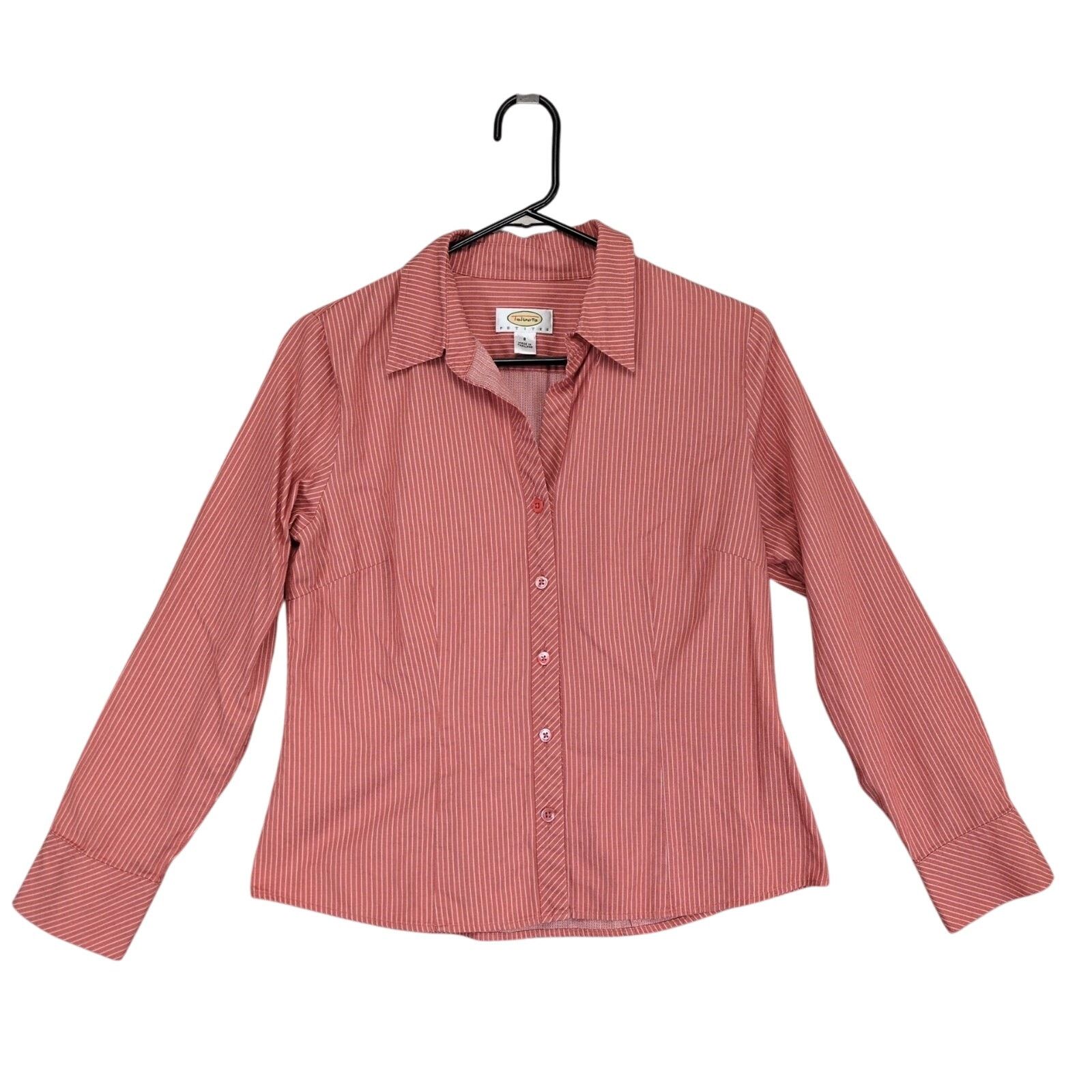 Other Talbots Women's 8 Petite Orange Striped Button Up Shirt Size M / US 6-8 / IT 42-44 - 1 Thumbnail