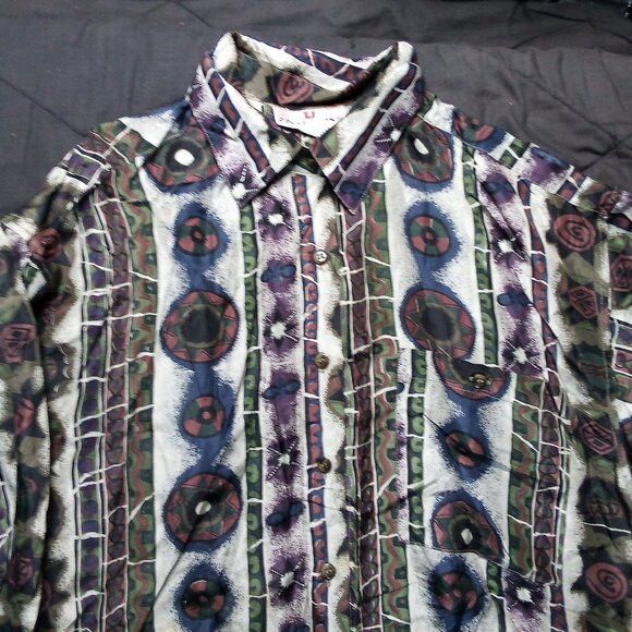 Vintage Vintage Stunt Collections Silk Abstract Geometric Shirt Size US L / EU 52-54 / 3 - 1 Thumbnail