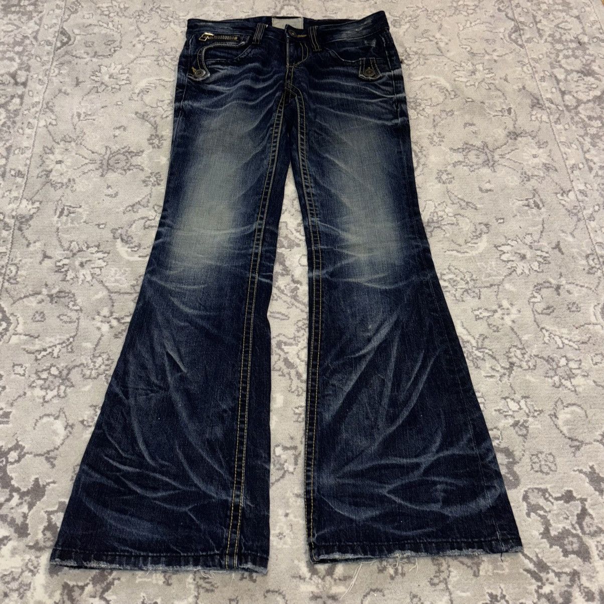 Tornado Mart Lolita Whisker Zebra Pocket Flared Mudwash Denim Japanese Size US 30 / EU 46 - 1 Thumbnail