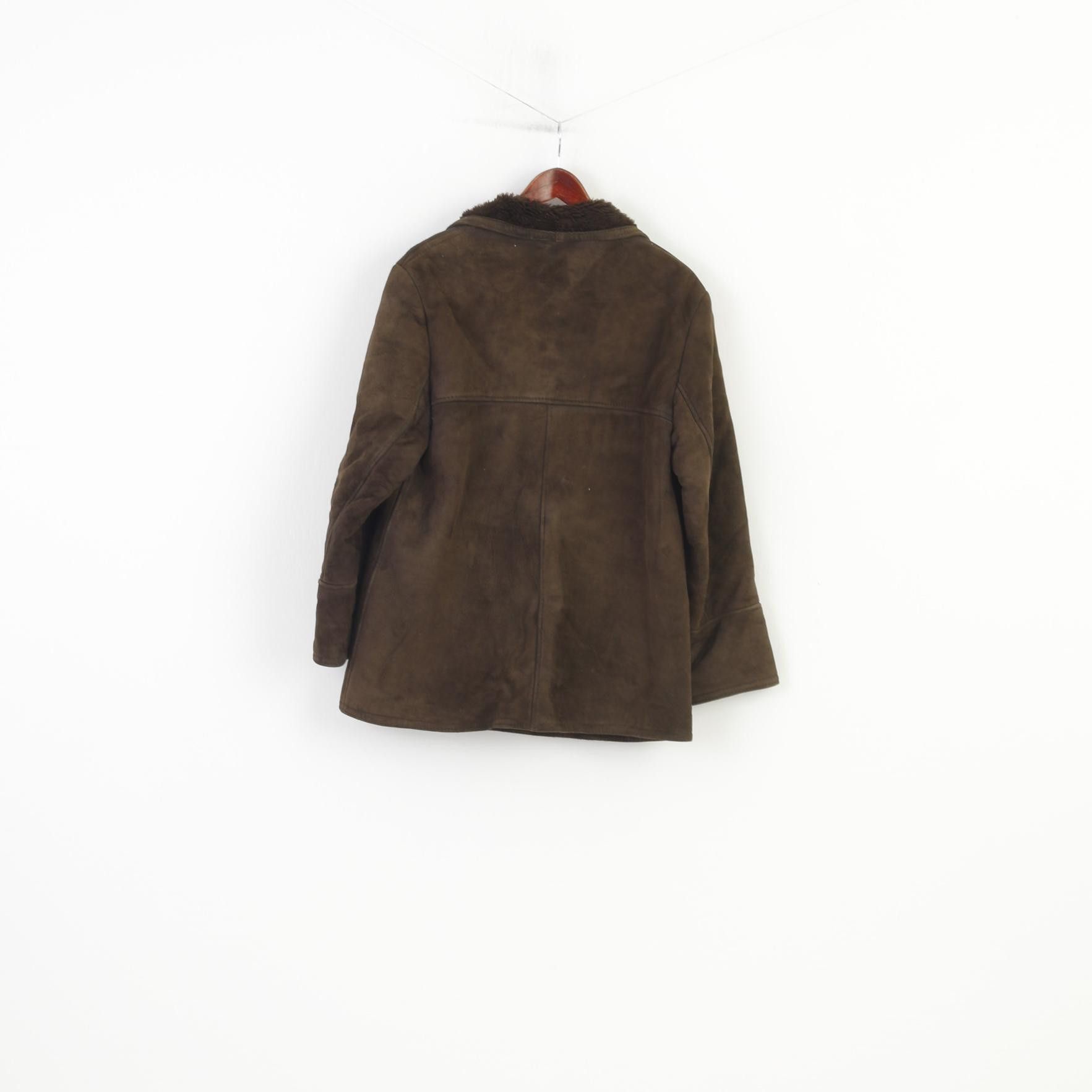 Vintage Real Suede Women 16 XL Jacket Single Breasted Brown 0718 Size XXL / US 16-18 / IT 52-54 - 5 Thumbnail