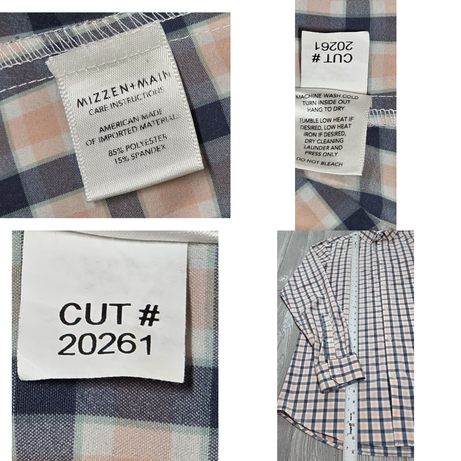 Mizzen+Main Mizzen+Main Leeward Button Up Shirt MT Slim Check Blue Pink Gingham Size US M / EU 48-50 / 2 - 8 Thumbnail