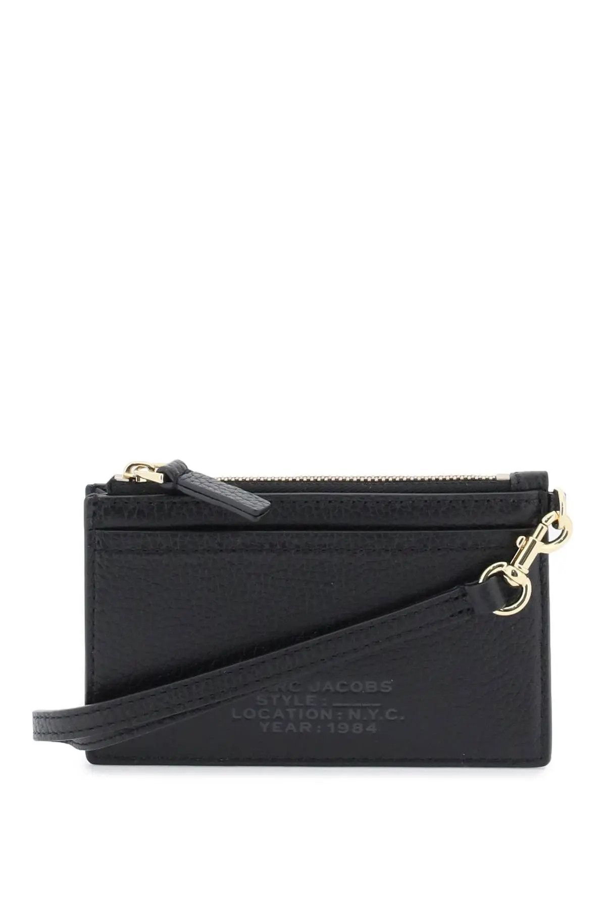 o1s22i1n1223 Leather Top Zip Wallet in Black
