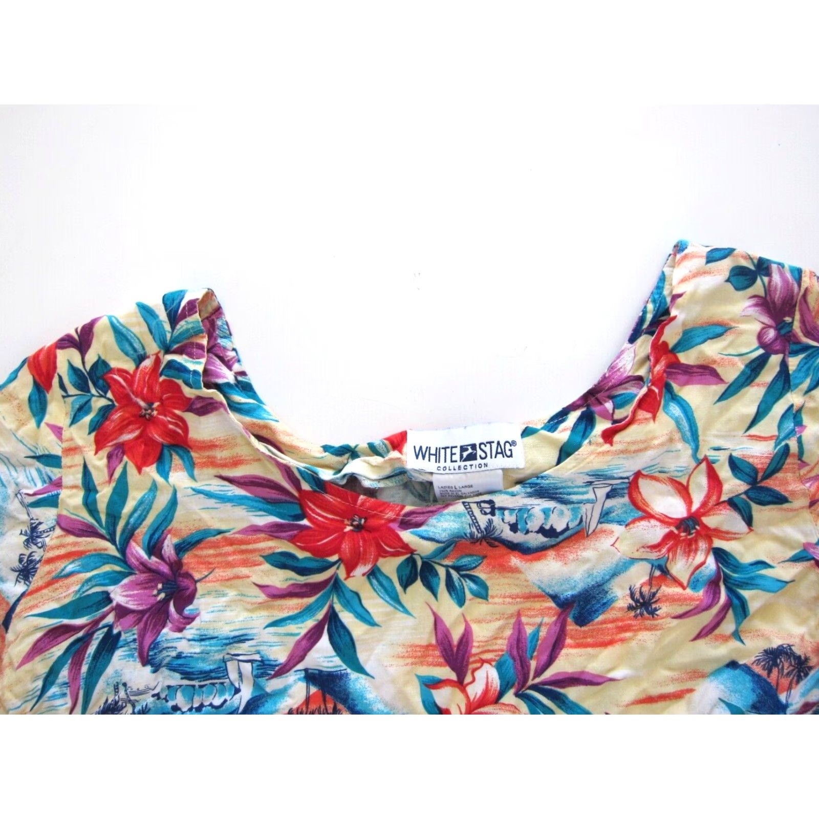 Vintage VINTAGE White Stag Shirt Dress Adult Large Red Floral Pocket Kaftan Hawaiian Sun Dress Size L / US 10 / IT 46 - 7 Thumbnail