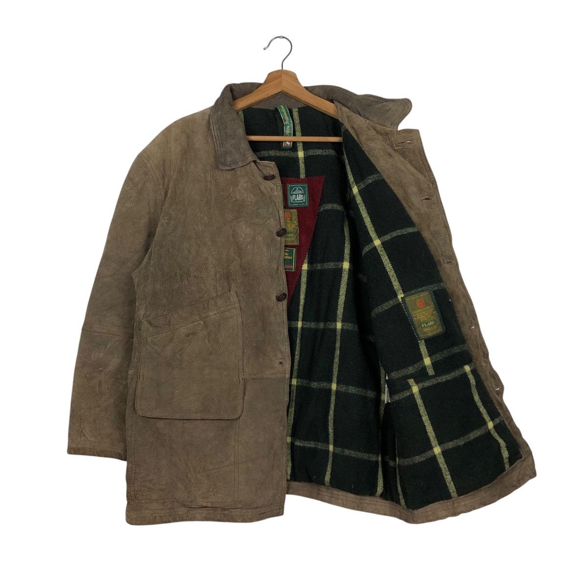 Issey Miyake 📌Vintage Genuine Leather Jacket Flare Blanket Tartan Design Size US M / EU 48-50 / 2 - 12 Thumbnail