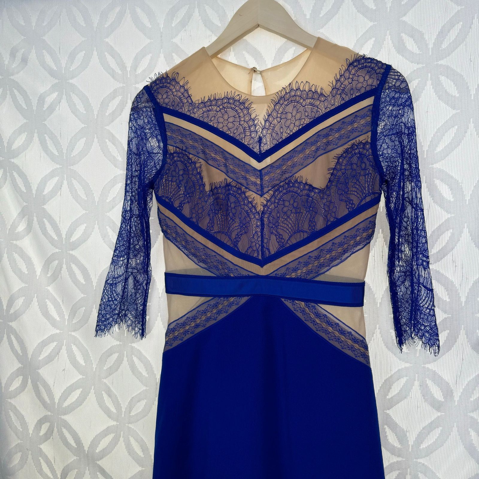 Revolve Three Floor Shades of Blue Long Sleeve Lace Mini