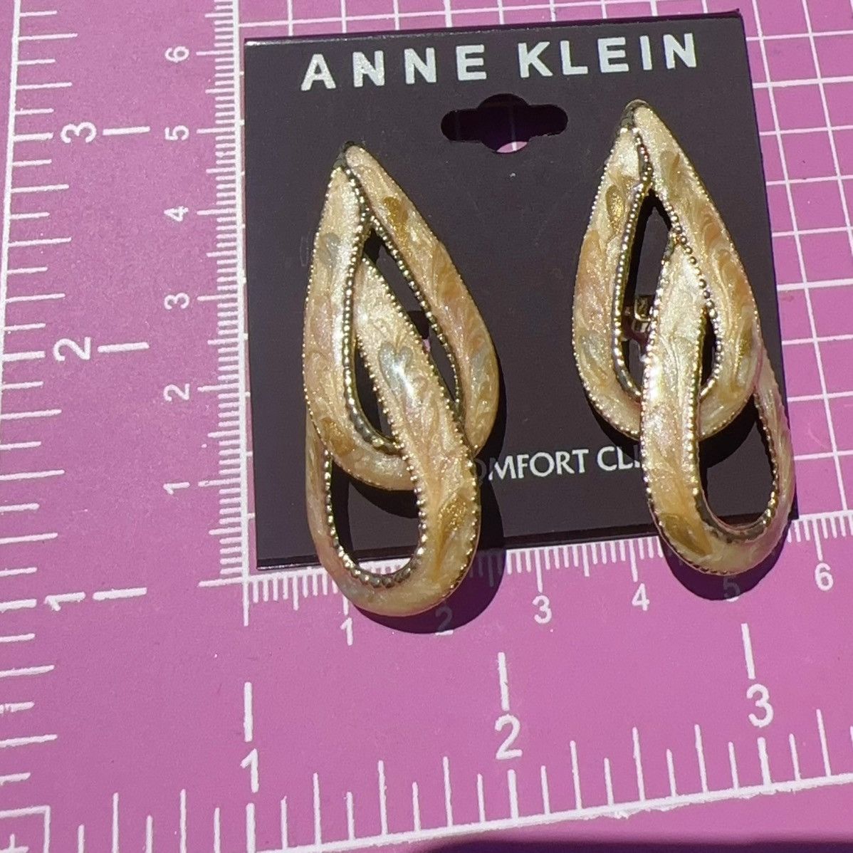 Anne Klein Anne Klein gold tone beige cream reflective amber double Size ONE SIZE - 3 Thumbnail