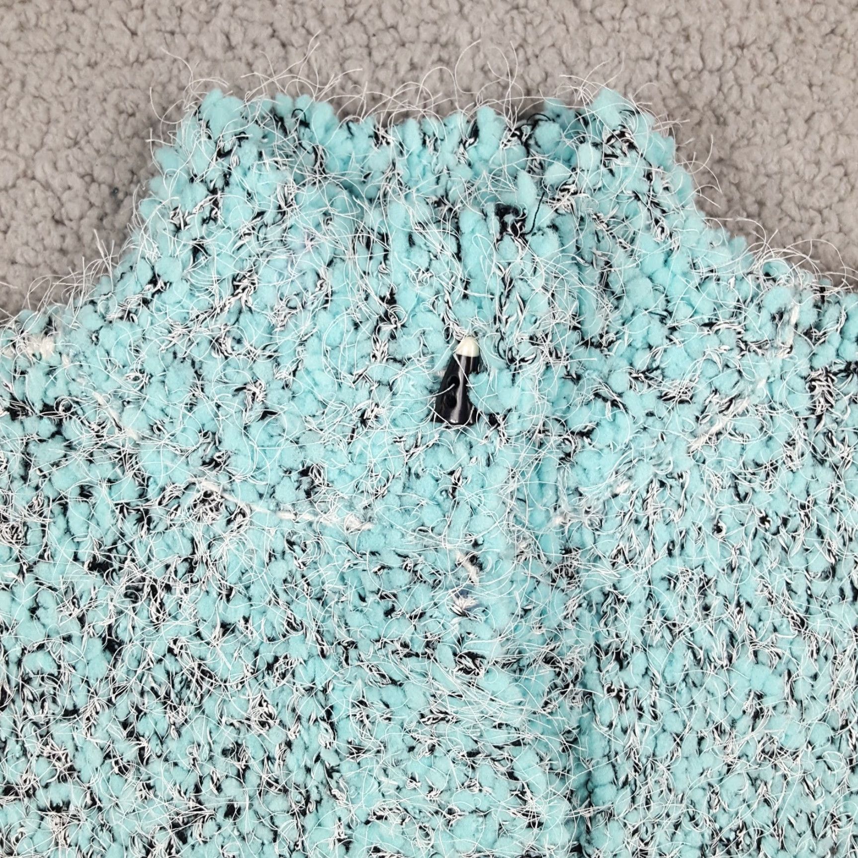 Vintage Light Blue Fuzzy Sherpa Fleece Cardigan Women's Medium Knit Boho Preppy Sweater Size M / US 6-8 / IT 42-44 - 5 Thumbnail