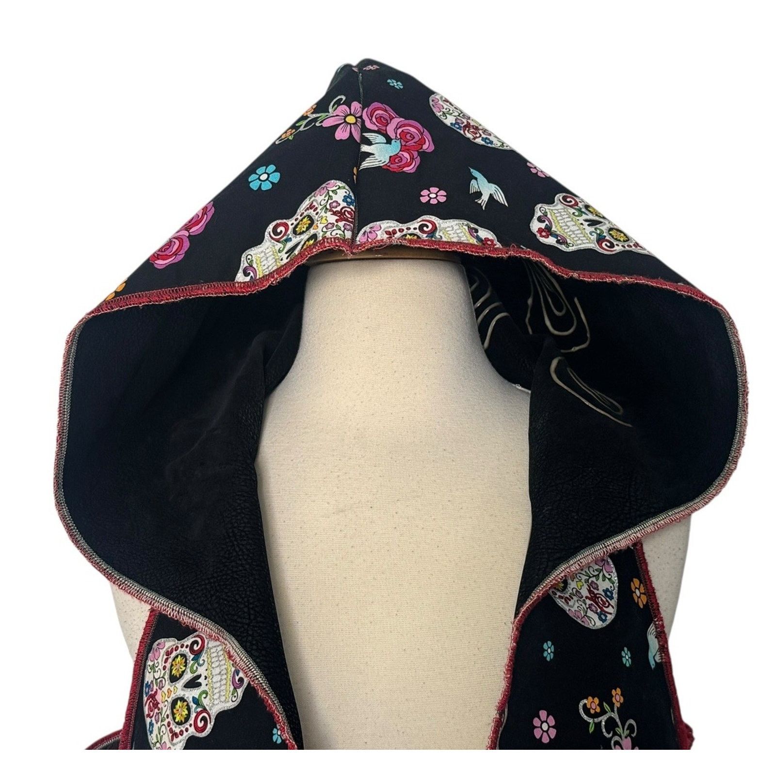 Other DIA DE LOS MUERTOS Skulls Vest Handmade Reversible Hooded Size L / US 10 / IT 46 - 4 Thumbnail