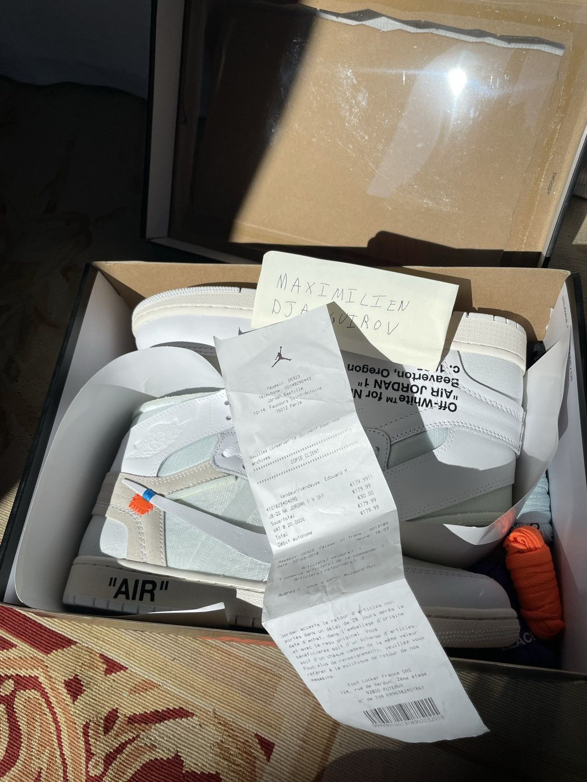 Nike × Off-White Air Jordan 1 Retro High Off-White White 9.5 US DSWT Size US 9.5 / EU 42-43 - 3 Thumbnail
