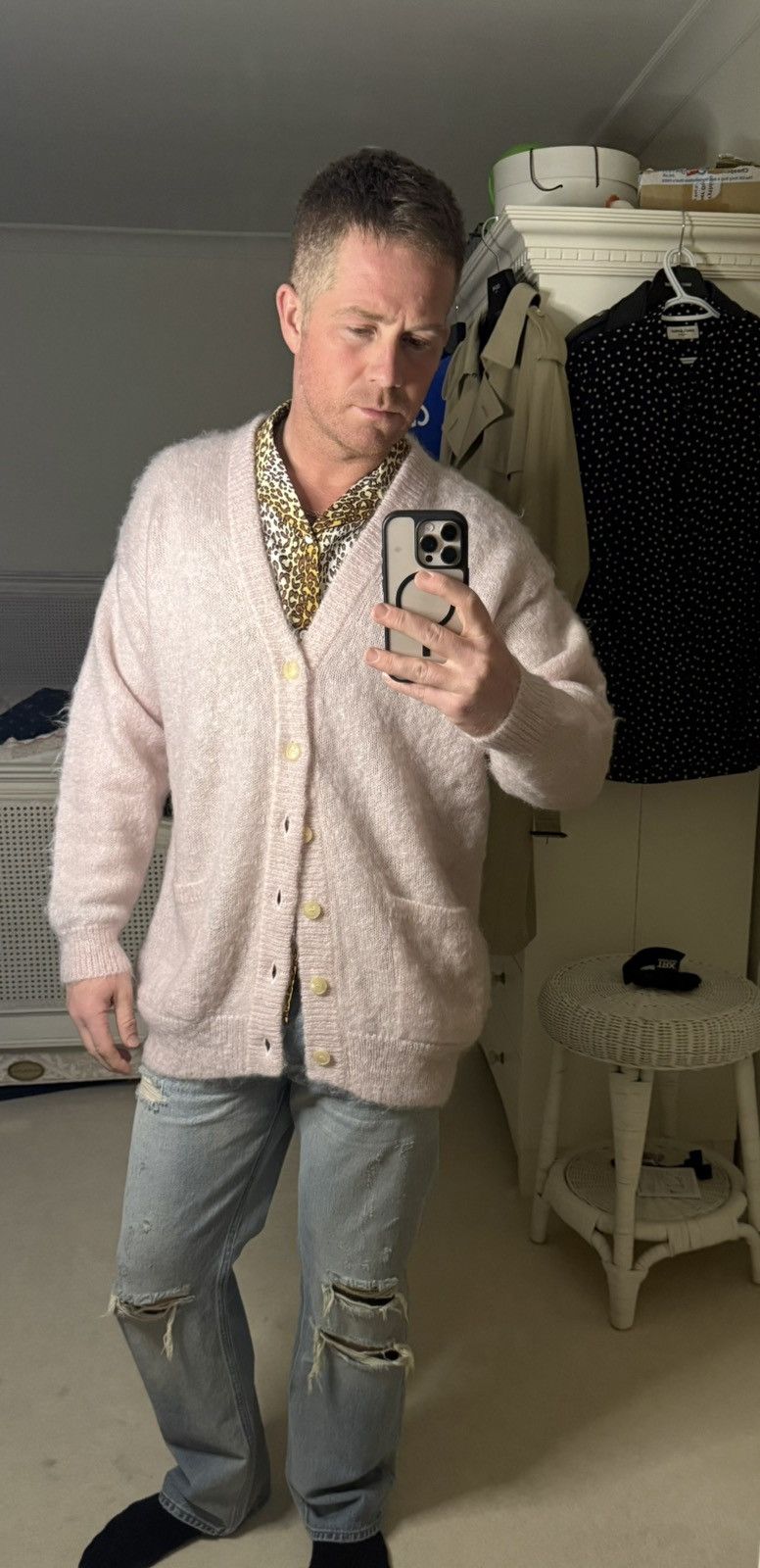 Auralee Grail Auralee pink Japan oversized pink cardigan 2 mohair Size US L / EU 52-54 / 3 - 9 Thumbnail