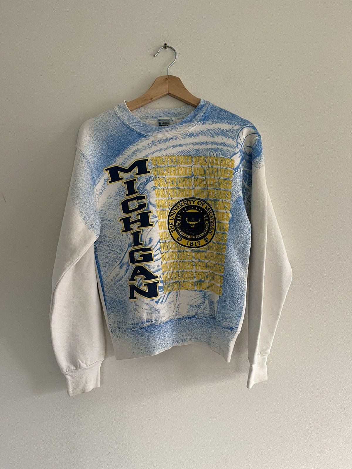 image of American College x Vintage - Michigan Sweatshirt in White, Men's (Size Small)