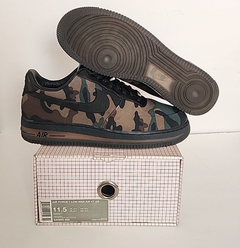 Nike sz. 11.5 Nike Air Force 1 Low Max Air VT QS Camo 530989 090 Size US 11.5 / EU 44-45 - 1 Thumbnail