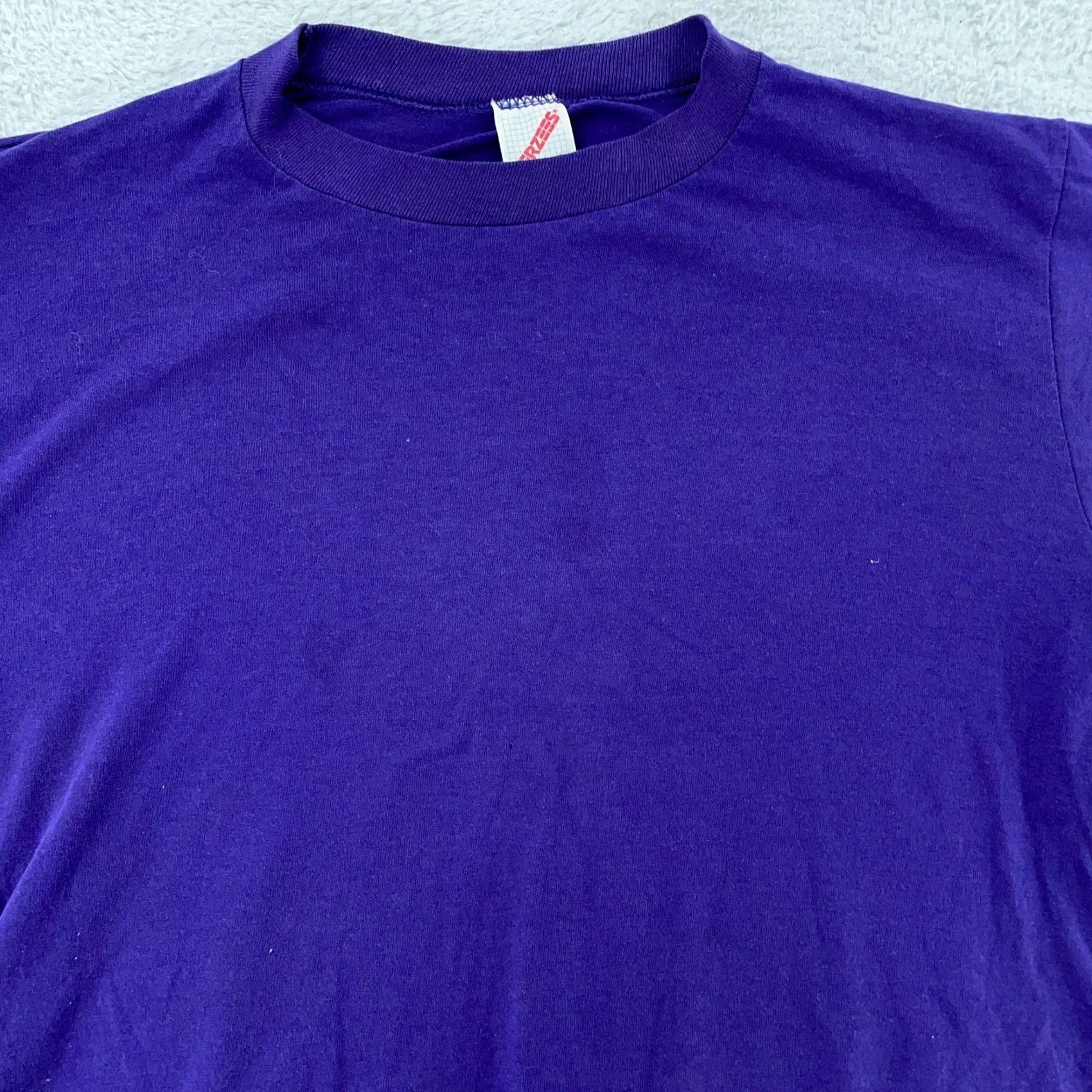 Jerzees VINTAGE Jerzees T-Shirt Mens Regular Short Sleeve Purple Solid USA M Cotton Polyester Crew Neck Size US M / EU 48-50 / 2 - 2 Thumbnail