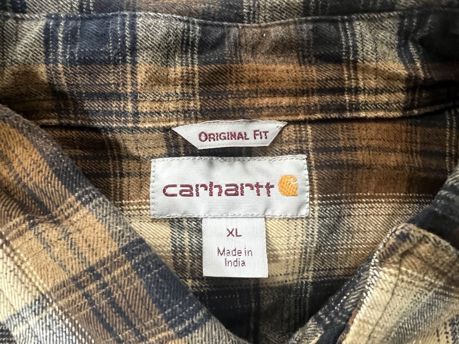 Carhartt Carhartt Men's XL Original Fit Brown Blue Plaid Flannel Size US XL / EU 56 / 4 - 3 Thumbnail