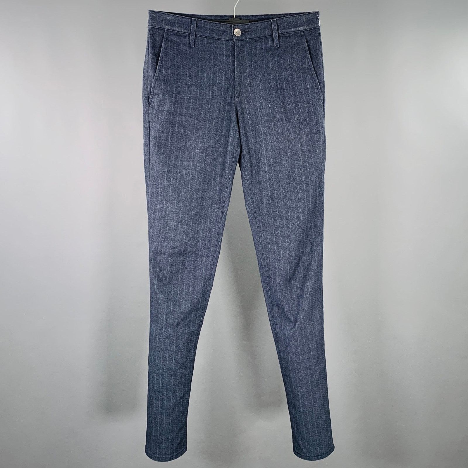 AG Adriano Goldschmied Size 29 Navy Blue Pinstripe Cotton Blend Casual Pants Size US 29 - 1 Thumbnail