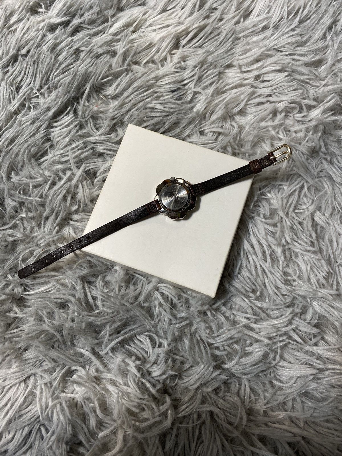 Jewelry Floral Silver Watch with Brown Strap - Japanese Brand Size ONE SIZE - 6 Thumbnail