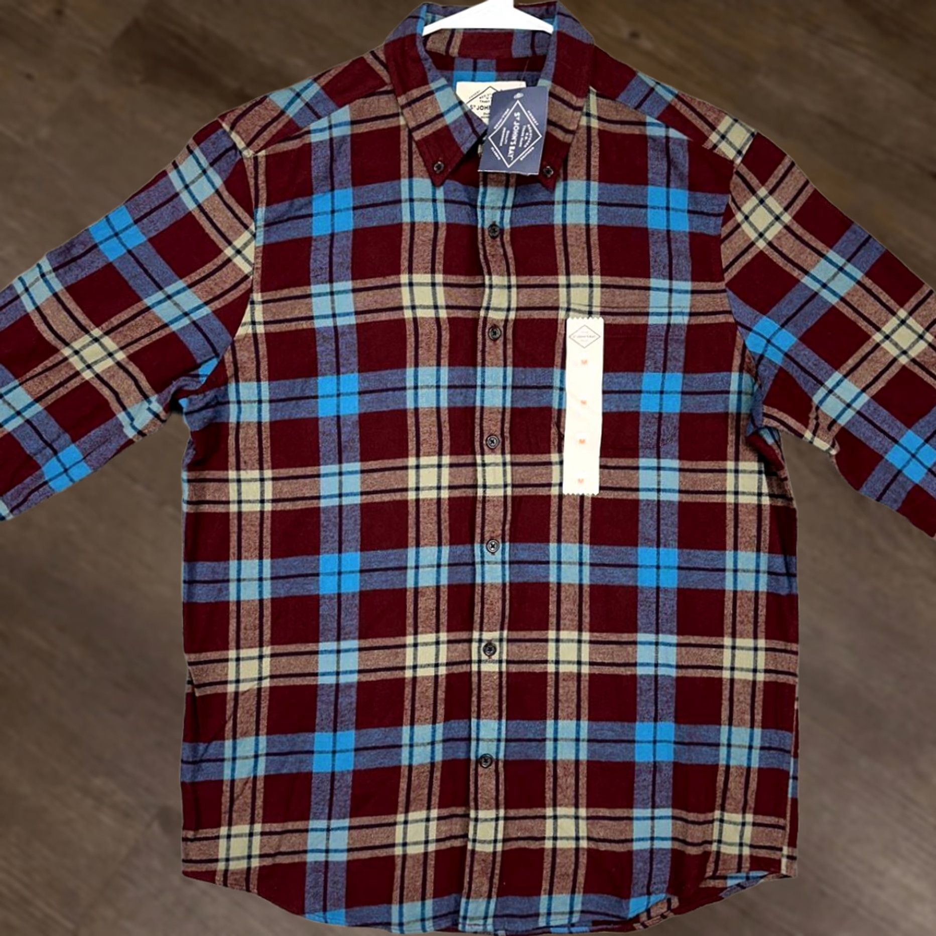 Vintage St. John's Bay Flannel Shirt Mens M Maroon Plaid Button-Down NEW Size US M / EU 48-50 / 2 - 1 Thumbnail