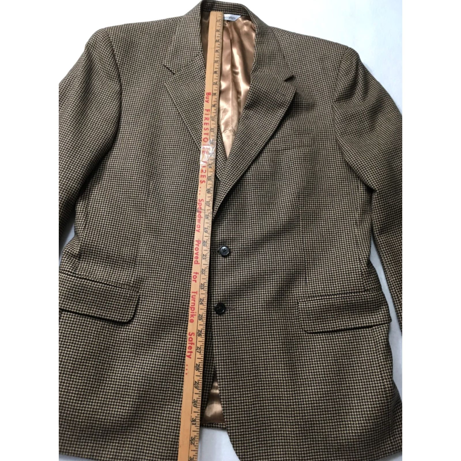 Aquascutum VTG Aquascutum Blazer Houndstooth Silk/Wool 2-Button Single-Breasted Beige 44reg Mens Jacket Size 44R - 7 Thumbnail