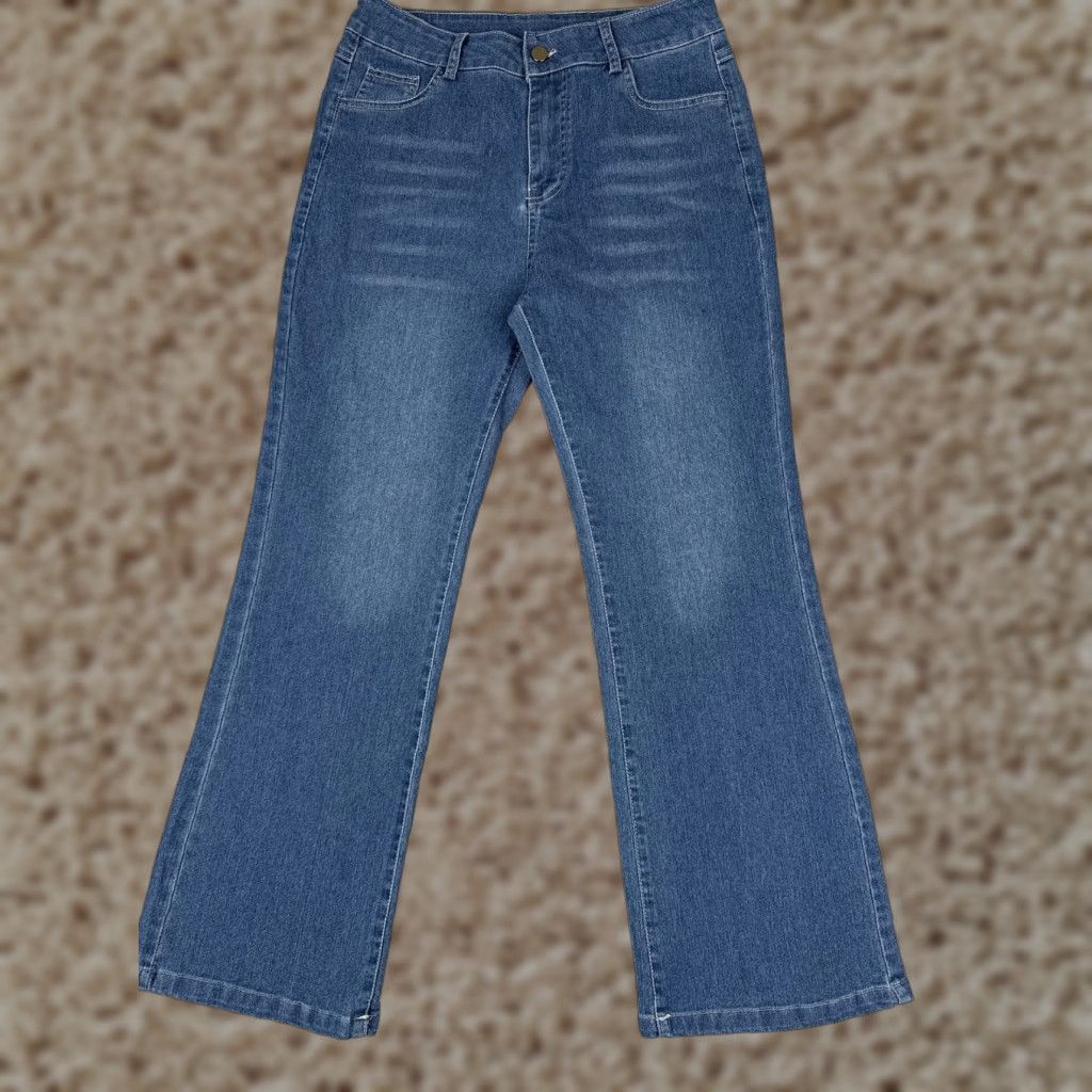 Vintage Denim Jeans Womens 9 28x27 Blue Flare Stretch Medium Wash High Rise Classic Size 30" / US 8 / IT 44 - 1 Thumbnail
