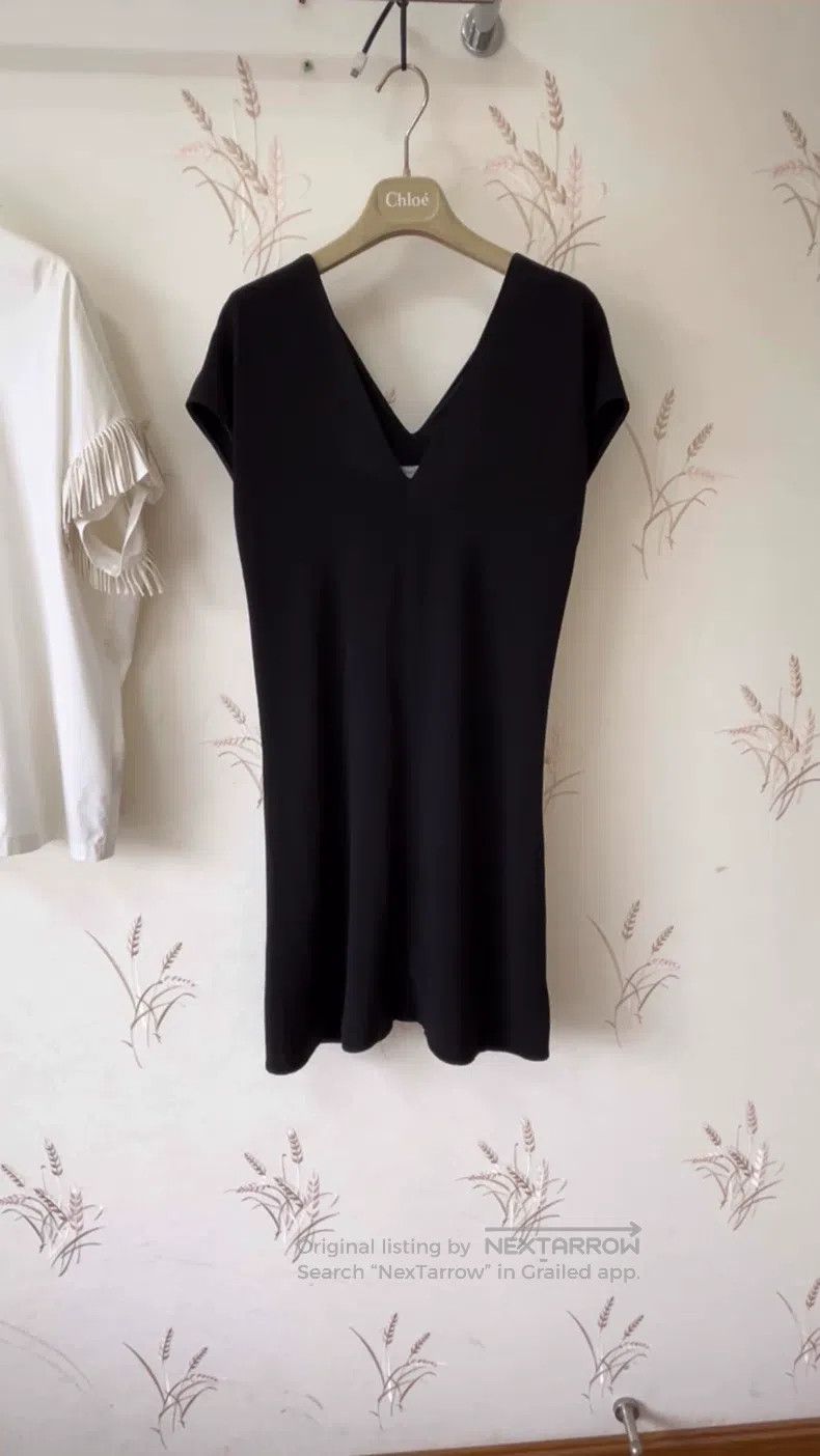 The Row The row Black V-Neck Dress Size S / US 4 / IT 40 - 1 Thumbnail