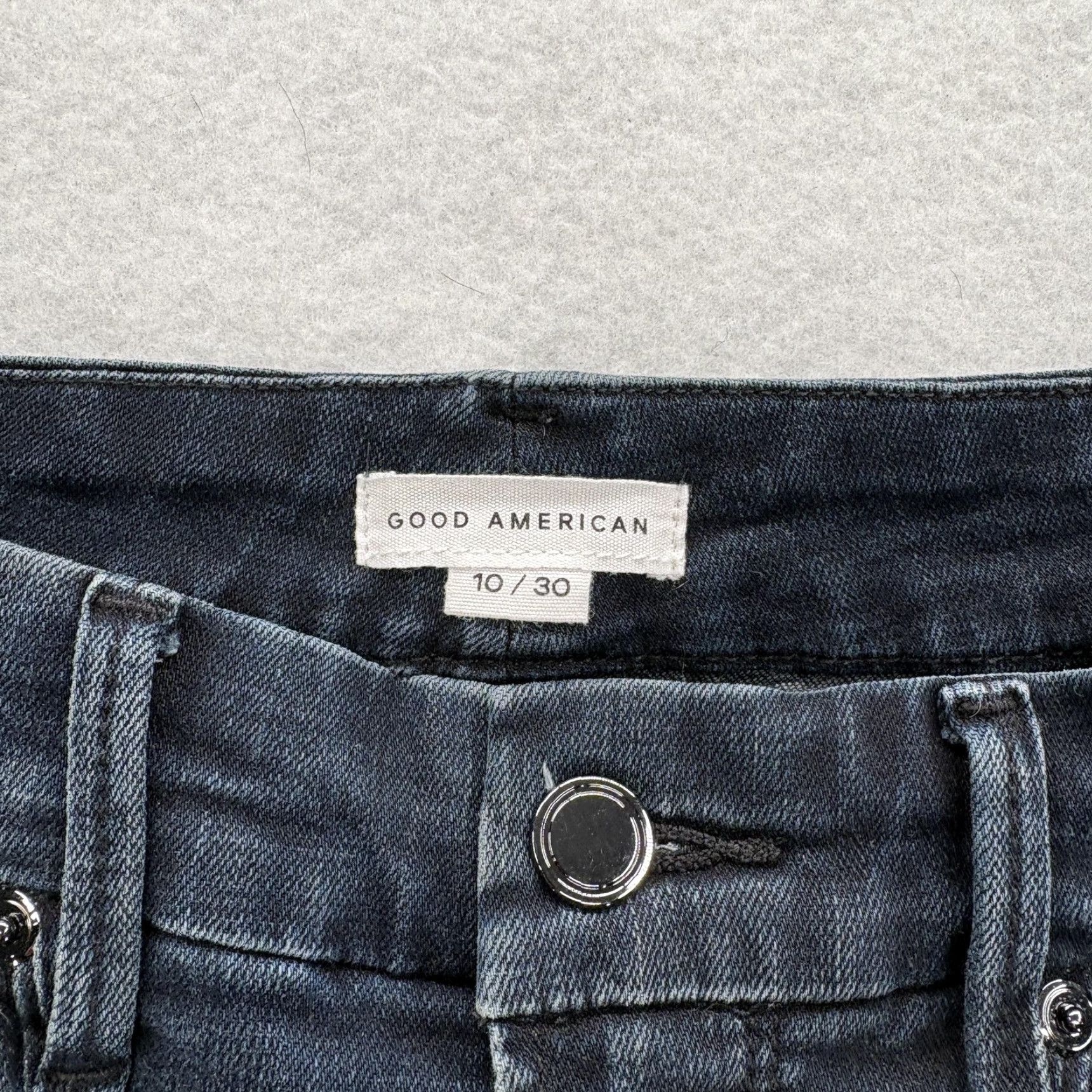 Good American Good American Jeans Womens 10/30 Dark Blue Mid Rise Ankle Raw Hem Stretch Skinny Size 32" / US 10 / IT 46 - 5 Thumbnail