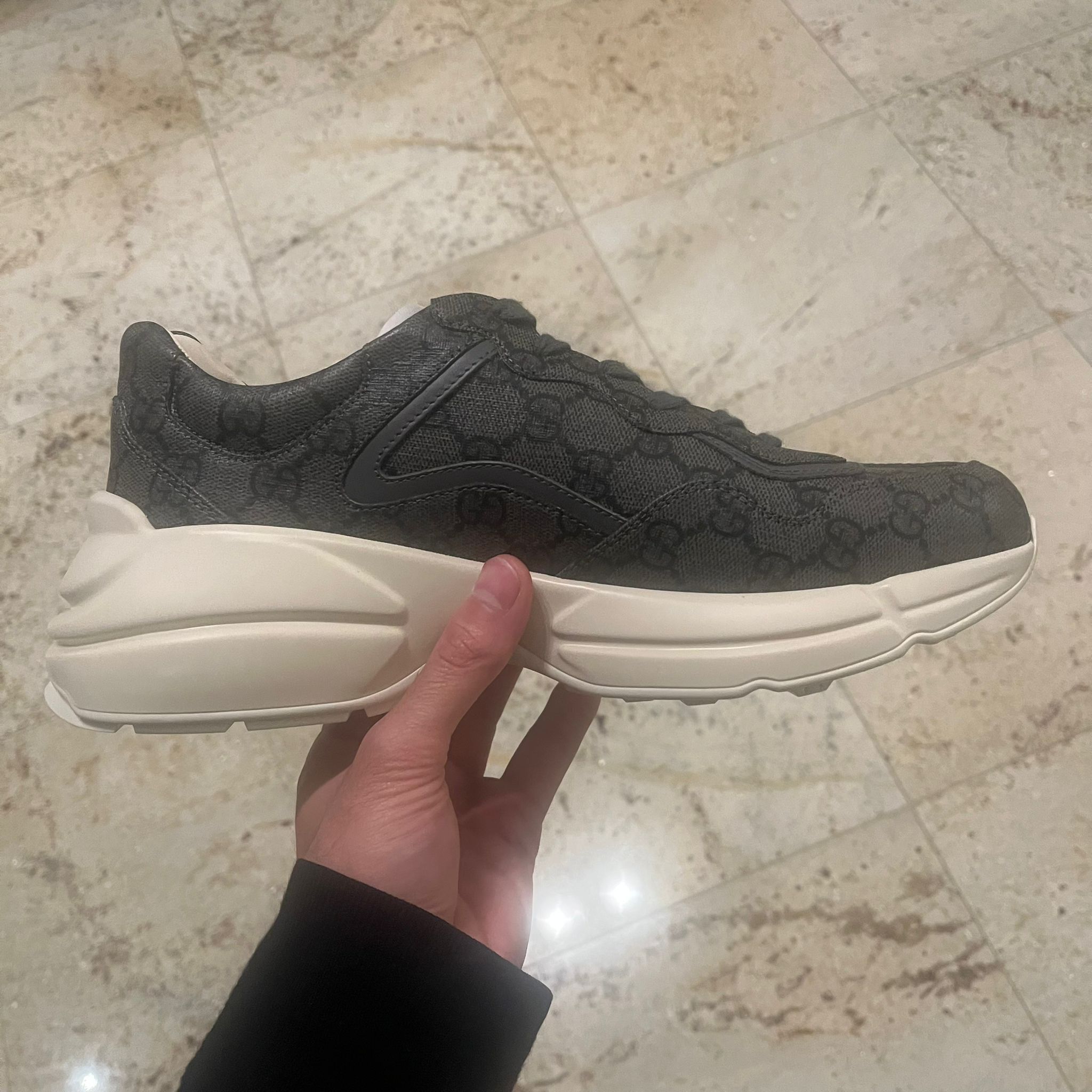 Gucci o1rshd1 Rython GG Monogram Sneaker in Grey/Black Size US 9 / EU 42 - 16 Thumbnail