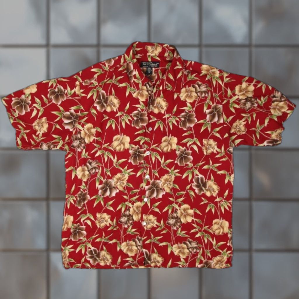 Tori Richard VINTAGE Tori Richard Mens XL Red Floral Short Sleeve Hawaiian Button Up Shirt Size US XL / EU 56 / 4 - 1 Thumbnail