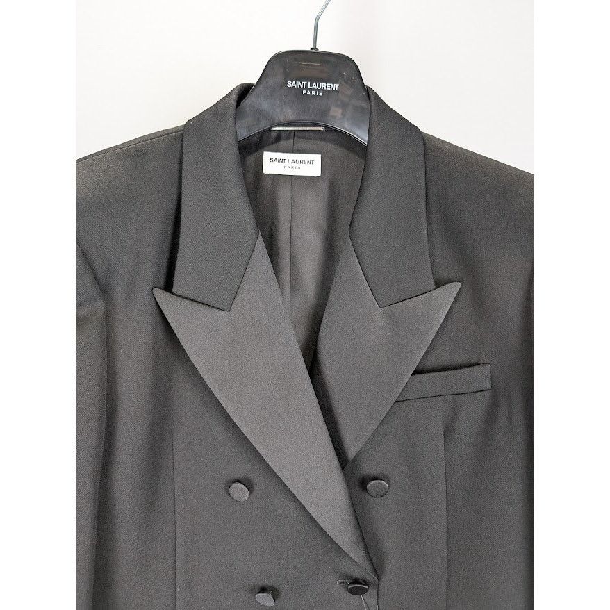 Saint Laurent Paris o1rshd1 Grain De Poudre De Laine Evening Jacket in Noir Size US L / EU 52-54 / 3 - 3 Thumbnail
