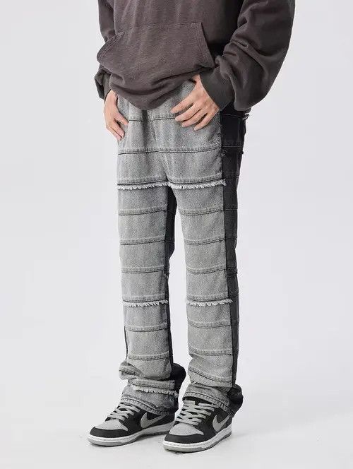 VIBE Vintage washed deconstructed layered raw edge rare jeans Size US 32 / EU 48 - 8 Thumbnail