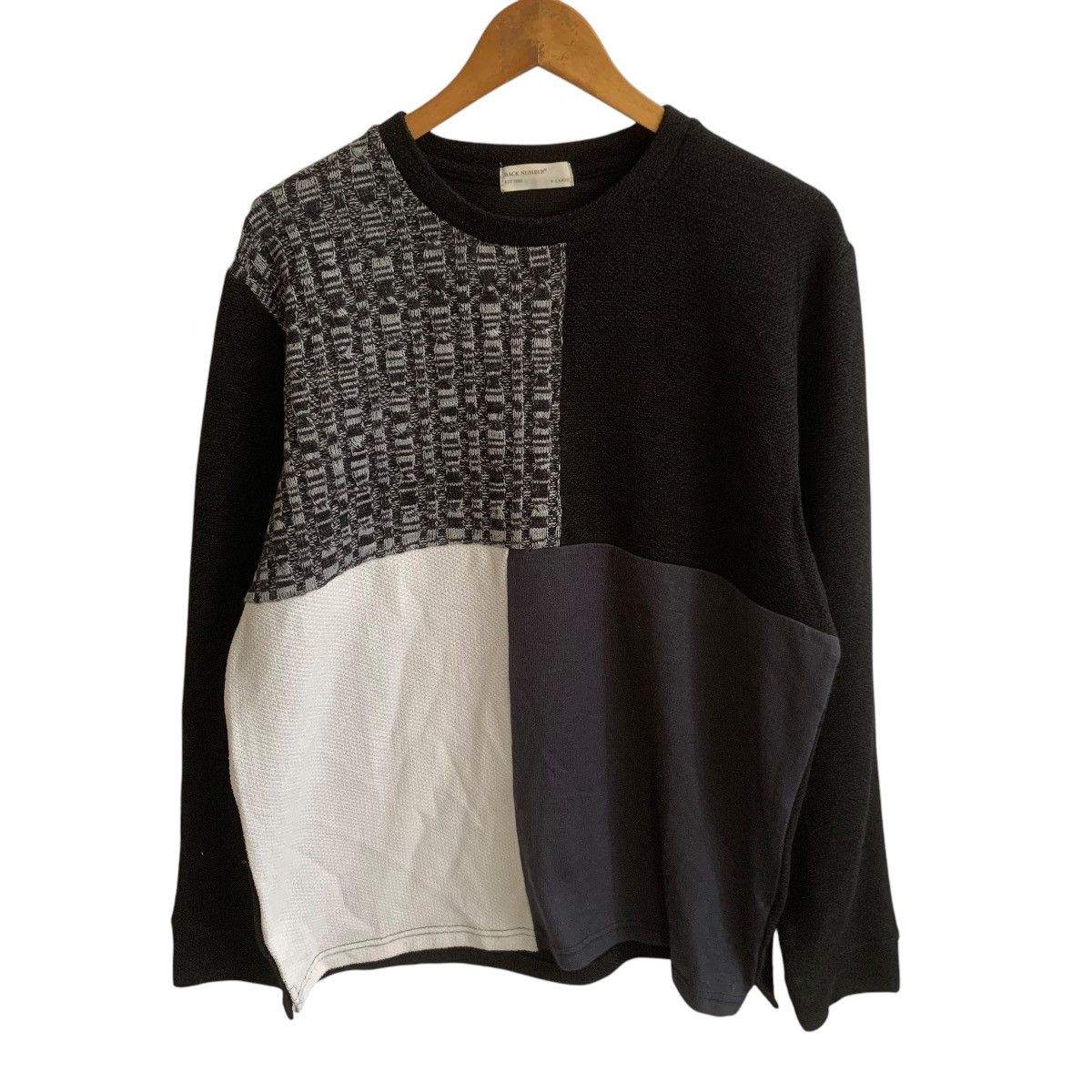 Back Number Design Sweatshirt Mix Material Rare Medium