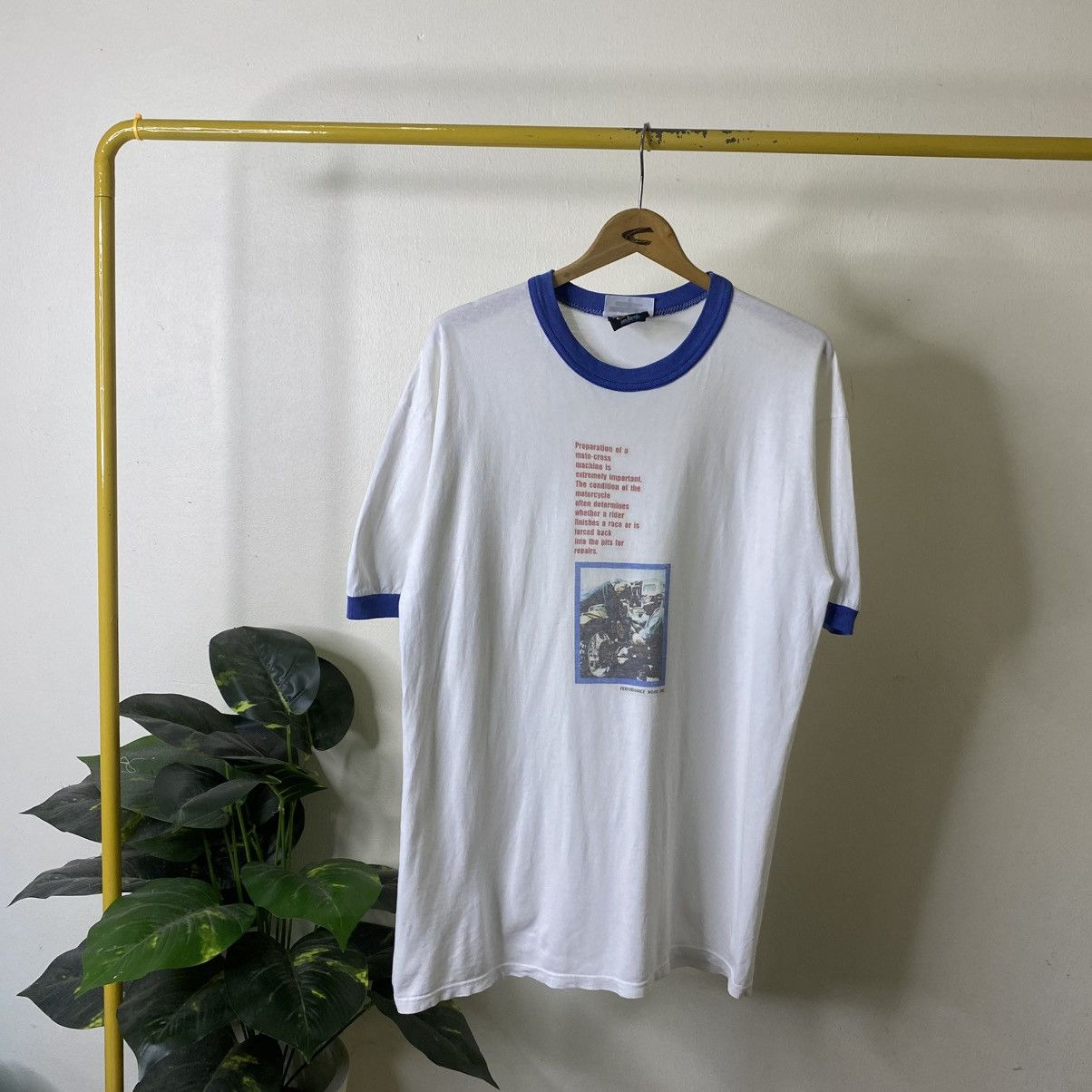 Vintage 1990s Motocross Perfomance Wear Racing Ringer T Shirt Size US L / EU 52-54 / 3 - 1 Thumbnail