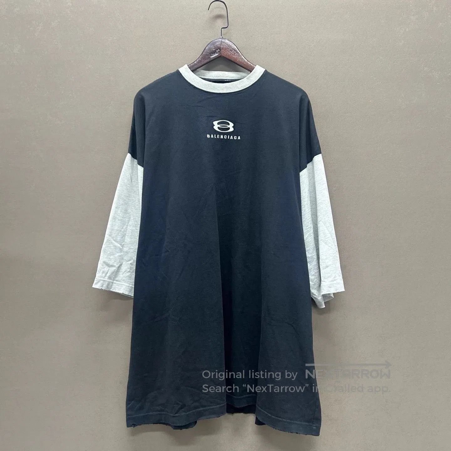 Balenciaga Black & Gray Long Sleeve Contrast T-Shirt. Size US M / EU 48-50 / 2 - 1 Thumbnail