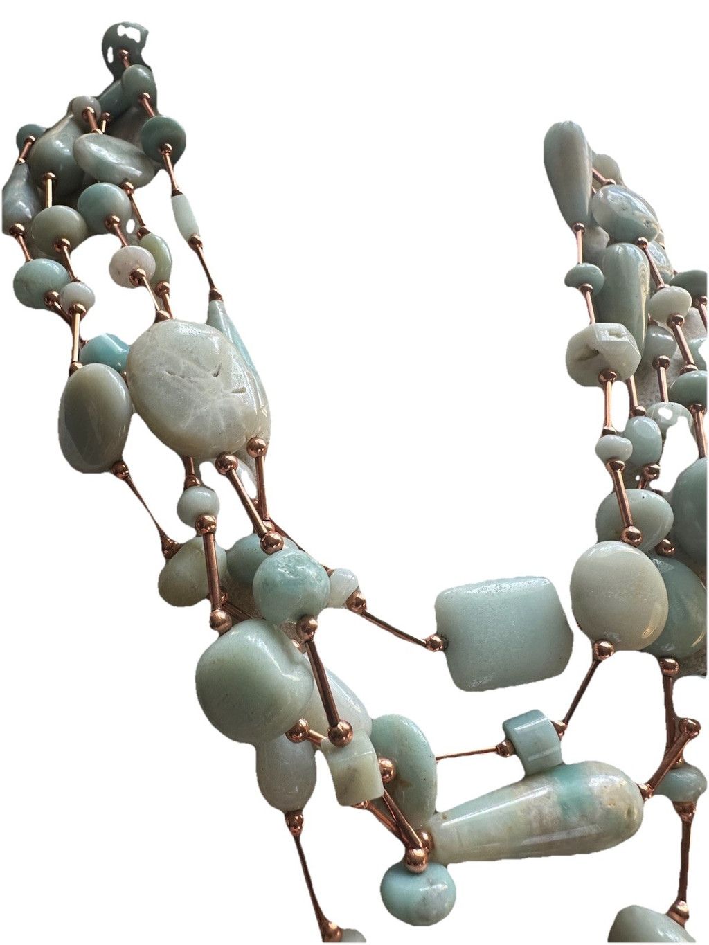 Handmade Multi Strand Amazonite Green Gem Stone Lg. Bead Aqua copper Size ONE SIZE - 3 Thumbnail