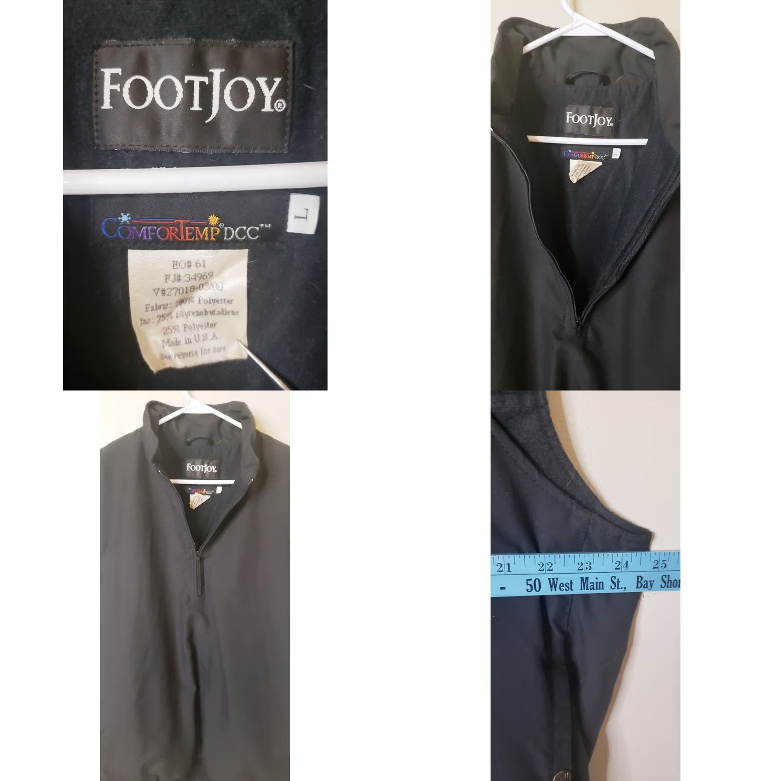 Footjoy FootJoy Mens Large Black 1/4 Zip Sleeveless Pullover Golf Vest Stretch L Size US L / EU 52-54 / 3 - 8 Thumbnail
