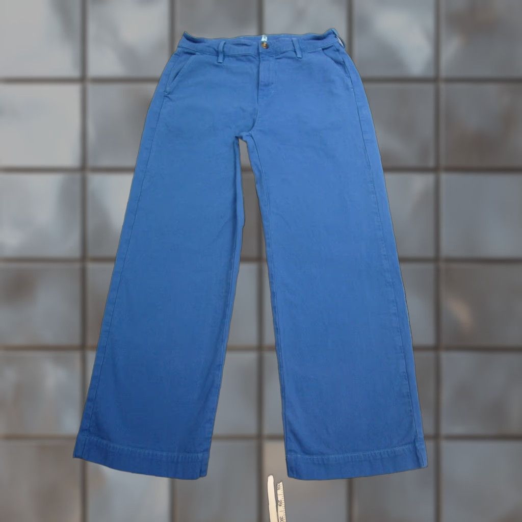 American Giant Pants 12 Blue Wide Leg Chino Made USA Women
