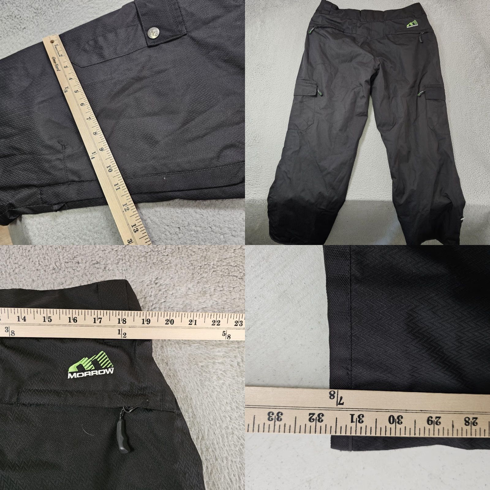 Vintage Morrow Snow Pants Mens XL Black Waterproof Insulated Ski Snowboard Herringbone 5000mm Pockets Zip Pocket Adjustable Waist Size US 36 / EU 52 - 8 Thumbnail