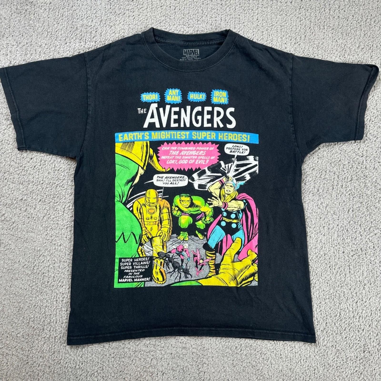 Marvel Comics Marvel Avengers Mens M Black Tee Comic Book Cover Thor Hulk Size US M / EU 48-50 / 2 - 1 Thumbnail