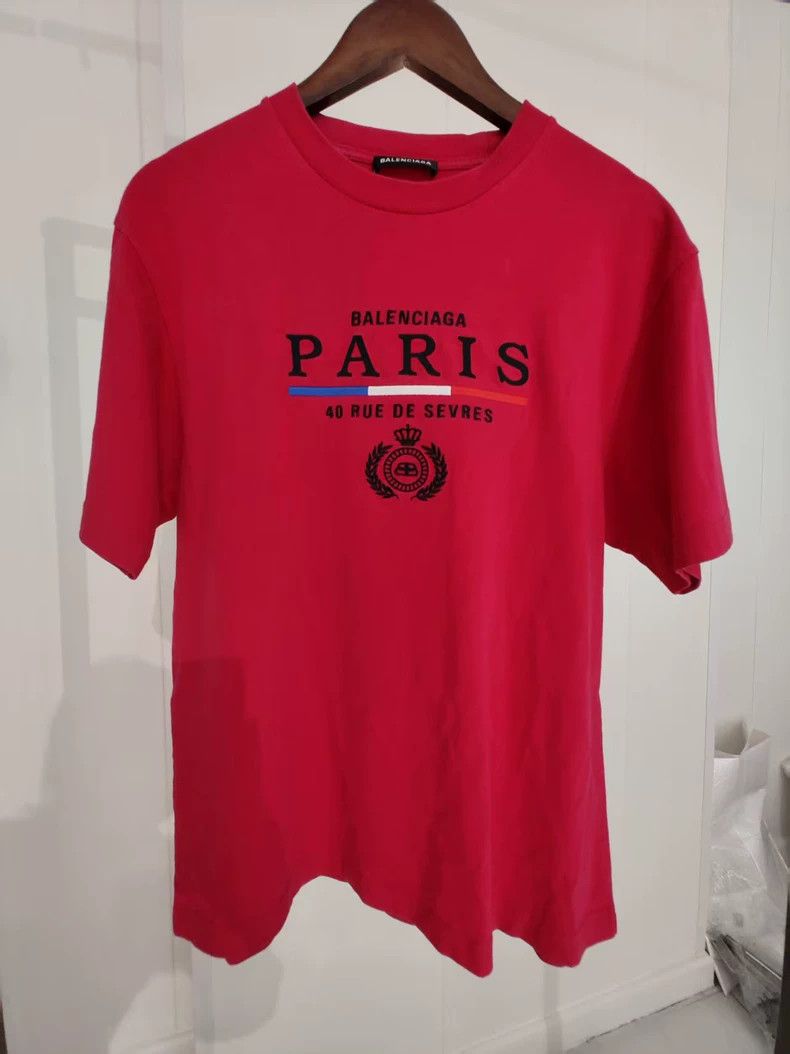 Balenciaga Red Crown Wheat Logo Tee - dmc