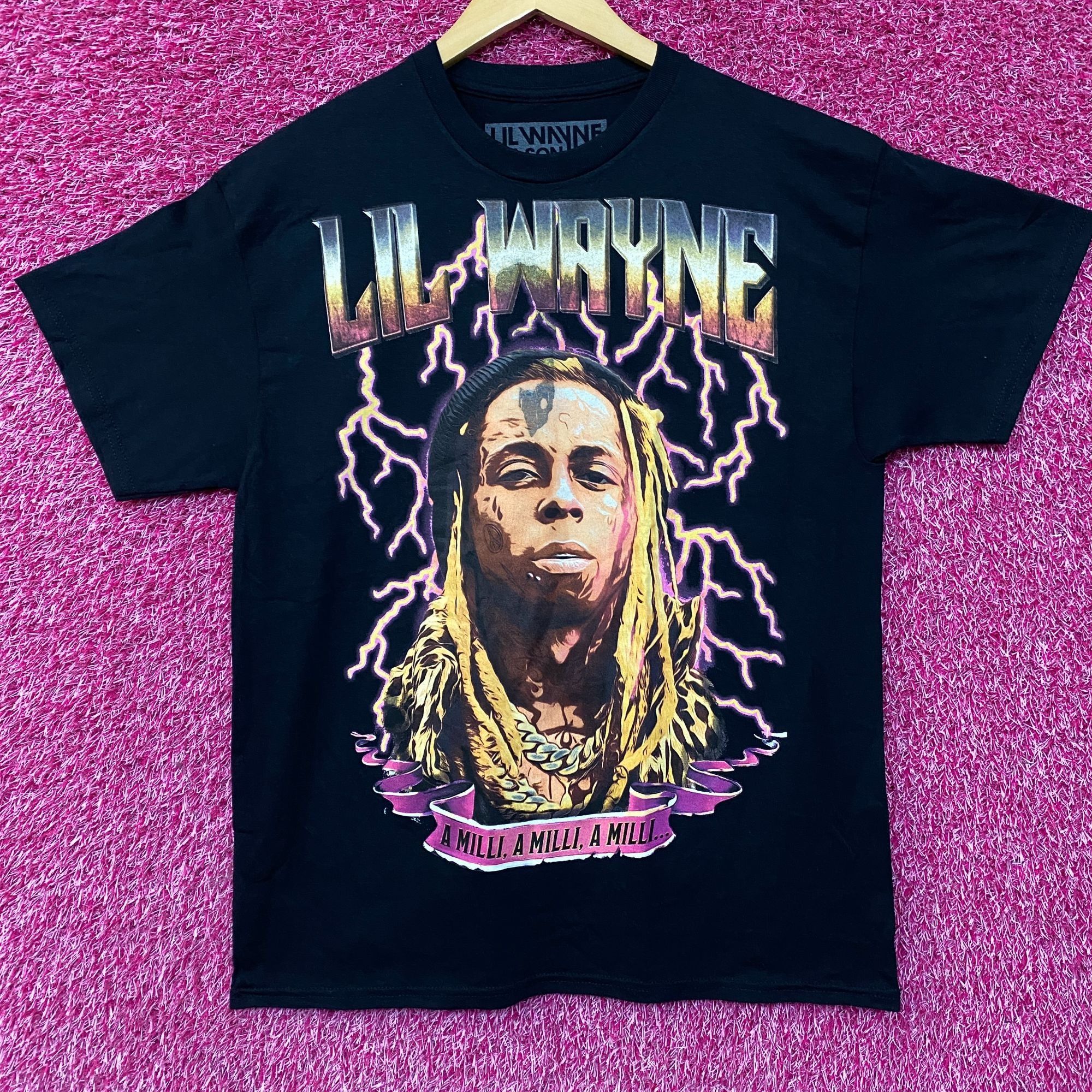 Lil Wayne Reason Lil Wayne A Milli Lightning Black T-Shirt Large Size US L / EU 52-54 / 3 - 1 Thumbnail