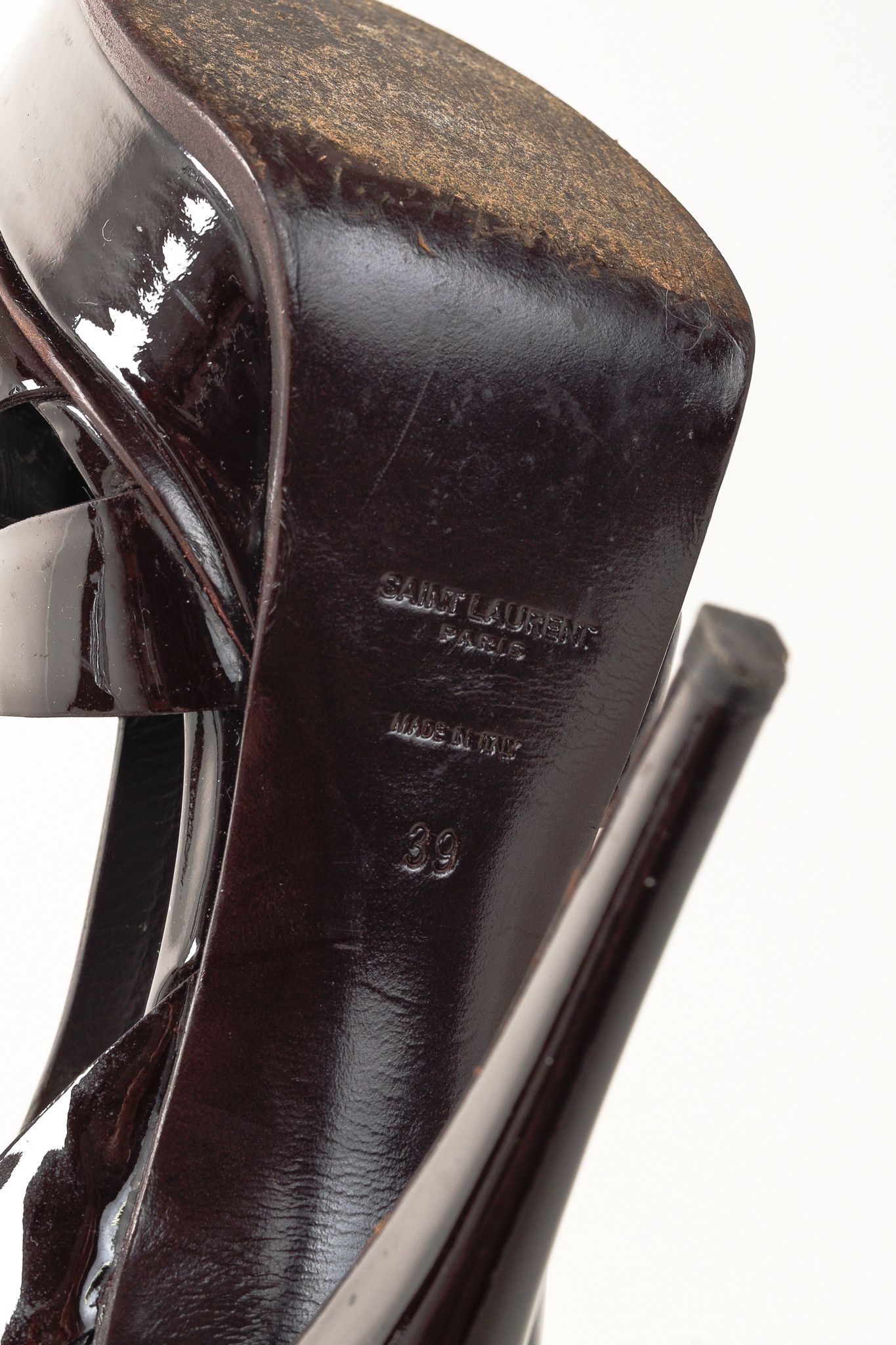 Yves Saint Laurent Saint Laurent Tribute Patent Leather Platform Sandal Size US 8.5 / IT 38.5 - 5 Thumbnail