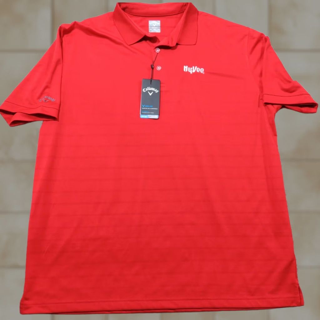 Callaway Callaway Polo Shirt Men 2XL Striped Red Breathable Short Sleeve Logo HyVee Golf Shirt Size US XXL / EU 58 / 5 - 1 Thumbnail