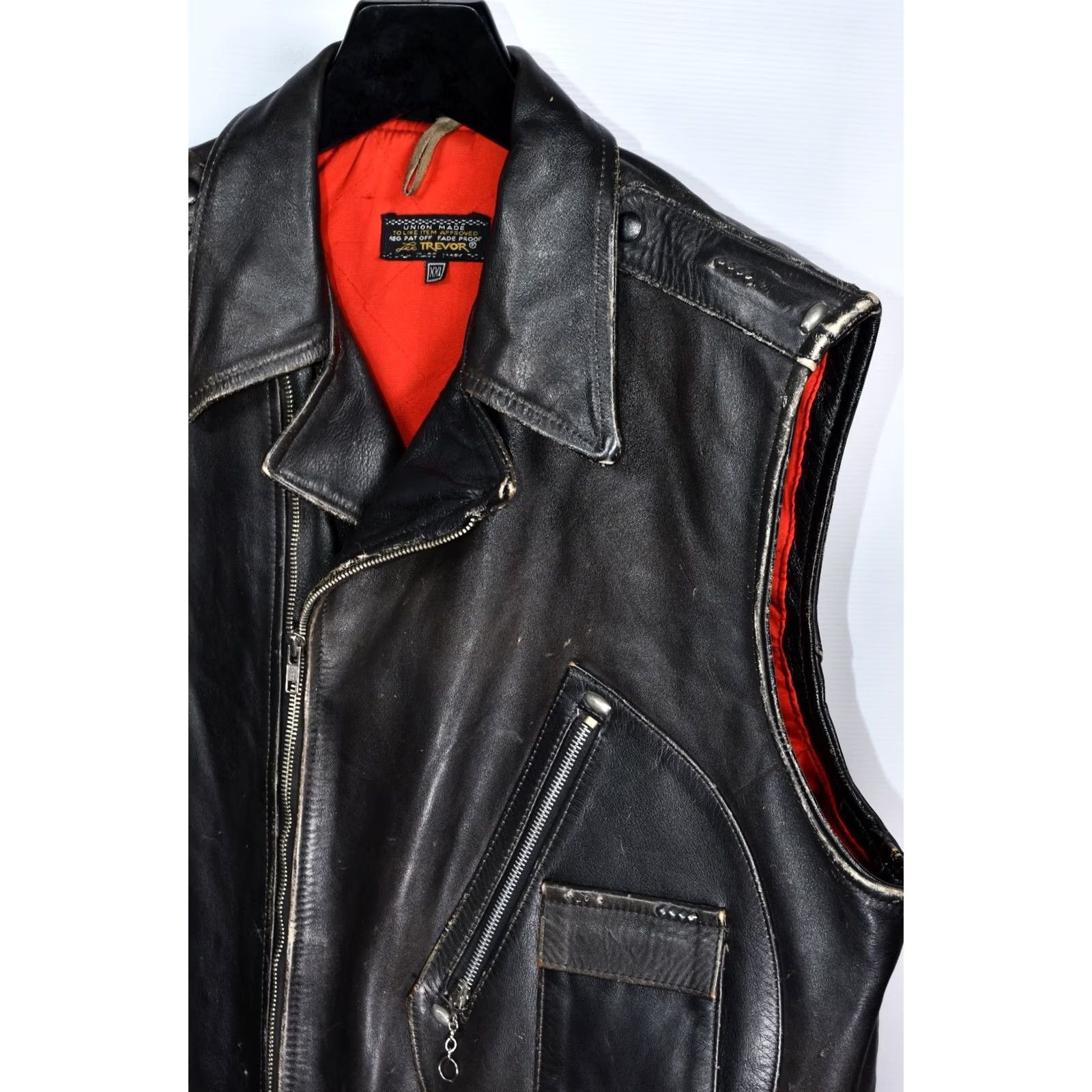 Lee VINTAGE LEE TREVOR Leather Vest Jacket Men's 2XL Black Leather Biker Vest Casual Shirt? Size US XXL / EU 58 / 5 - 4 Thumbnail