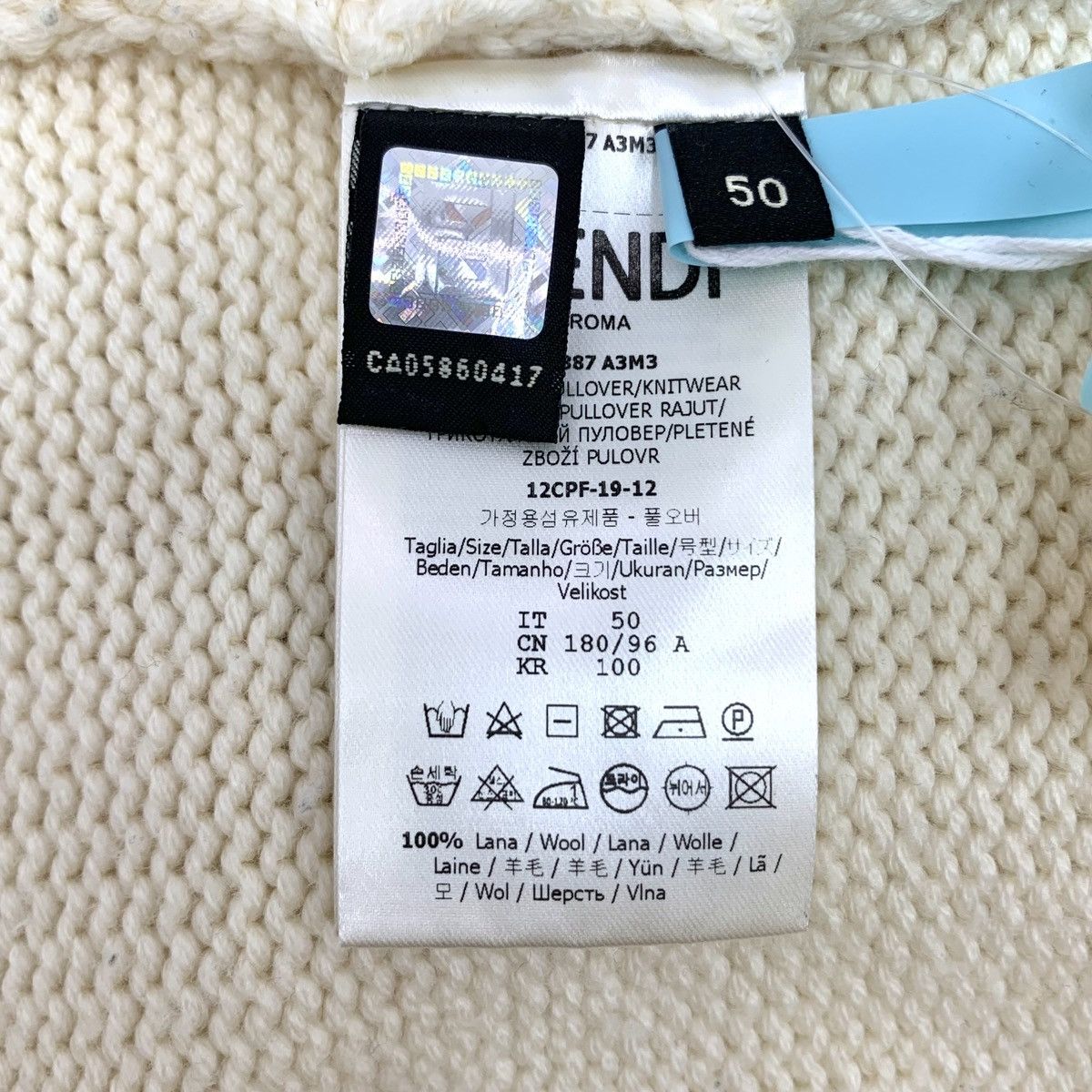 Fendi Fendi Off-white Wool Long Sleeve Knit Sweater K26WX Size US L / EU 52-54 / 3 - 6 Thumbnail