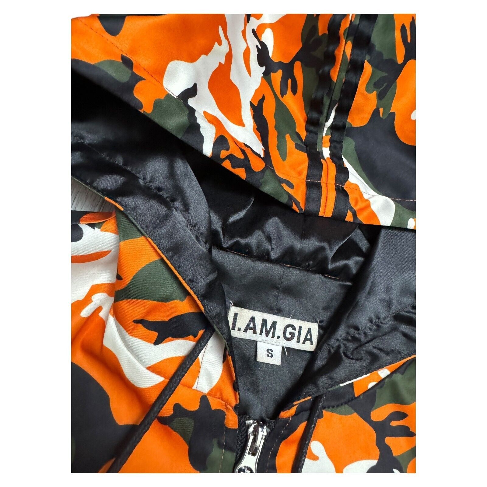 I AM GIA Luxury Designer Streetwear Orange Camo Jacket