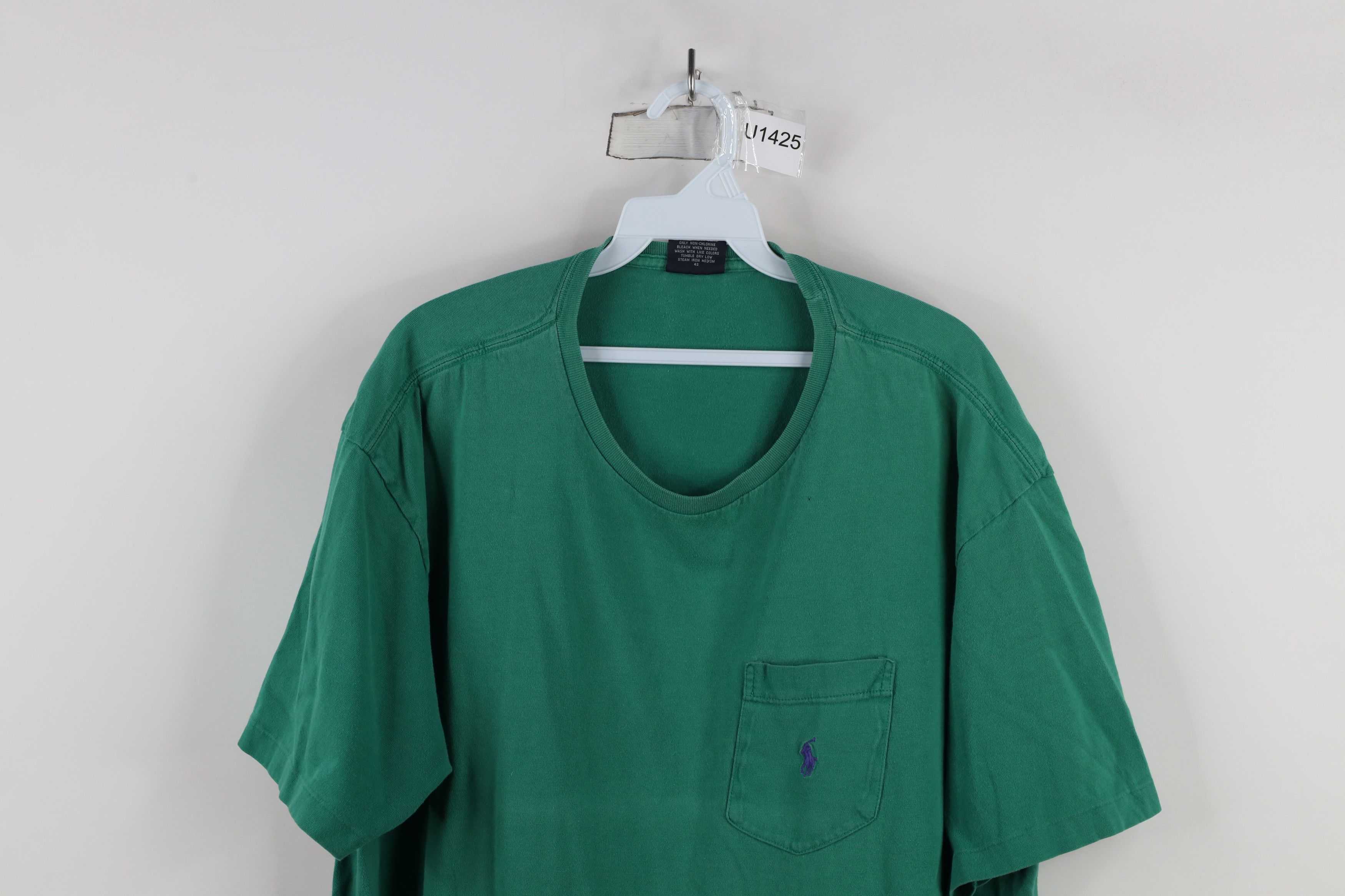 Ralph Lauren × Vintage Vintage 90s Ralph Lauren Short Sleeve Pocket T-Shirt Green Size US XL / EU 56 / 4 - 2 Thumbnail