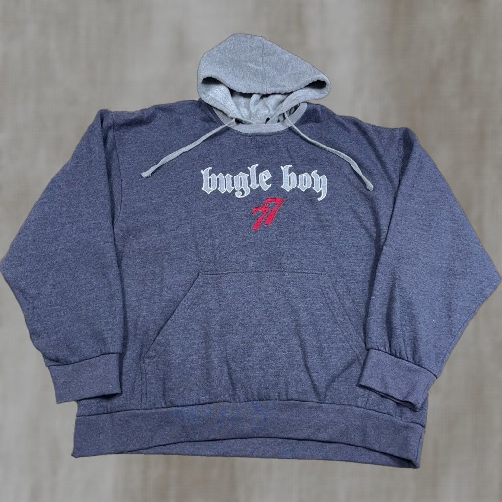 Bugle Boy VINTAGE Bugle Boy Hoodie Men XL Gray Sweatshirt 90s Y2K Logo Embroidered Pockets Graphic Print Hooded Crew Neck Size US XL / EU 56 / 4 - 1 Thumbnail