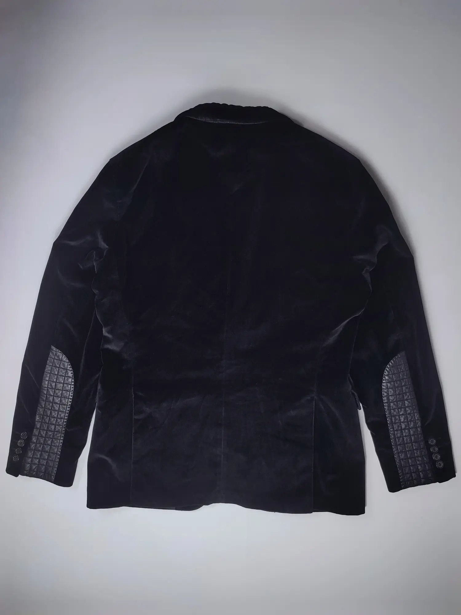 Hugo Boss Hugo Boss Leather Sleeve Velour Blazer Vintage Size 38R - 13 Thumbnail
