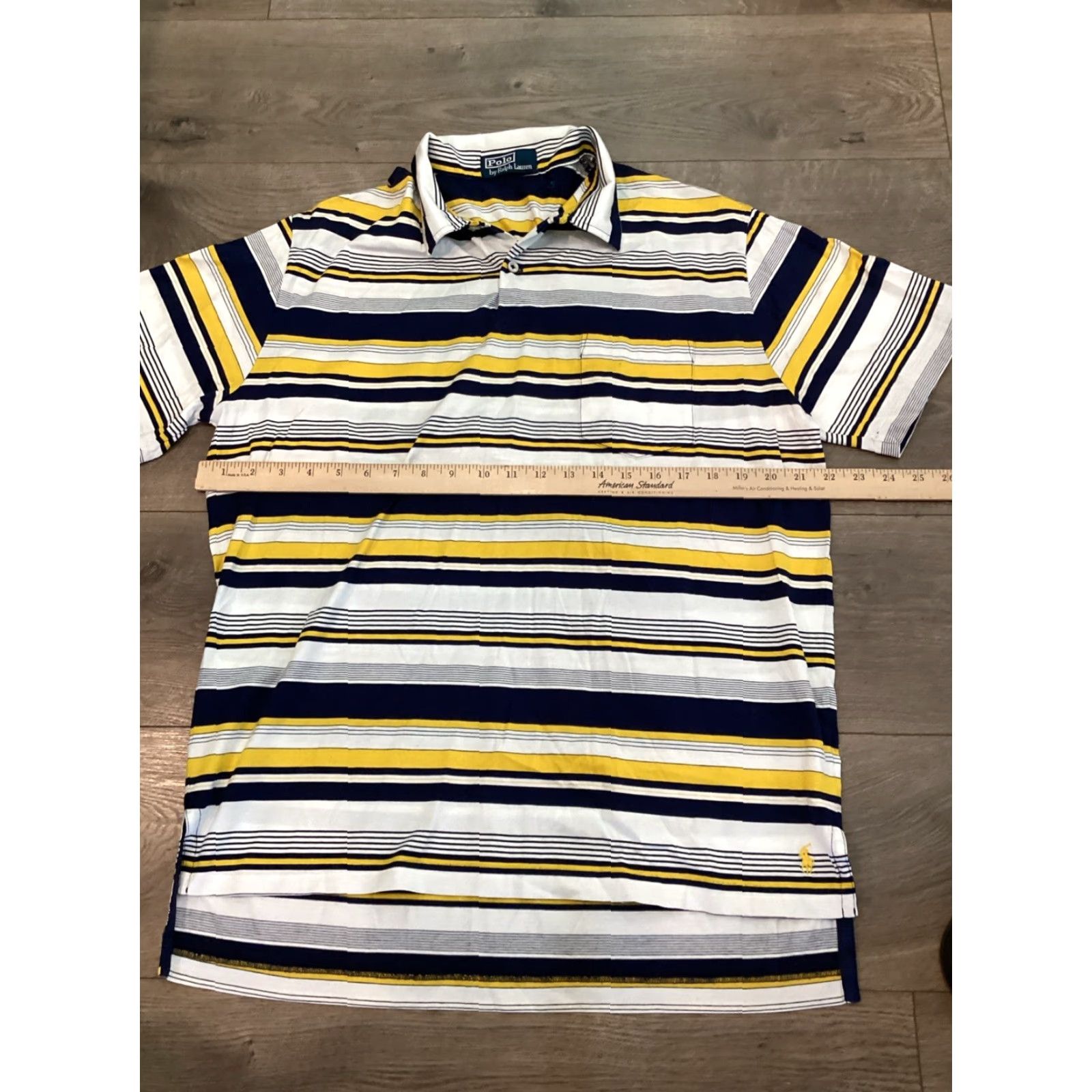 Polo Ralph Lauren VTG Polo Ralph Lauren Polo Shirt Men’s 100% Cotton Short Sleeve Navy Yellow Stripe L Blue Striped Polo Mens Regular Fit Vintage Shirts Size US L / EU 52-54 / 3 - 5 Thumbnail